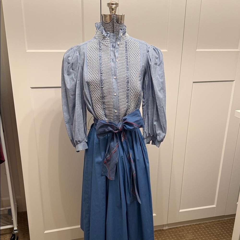 Vintage Donna Morgan for Non Stop Saks Fifth Ave Midi Dress sash waist/smocking